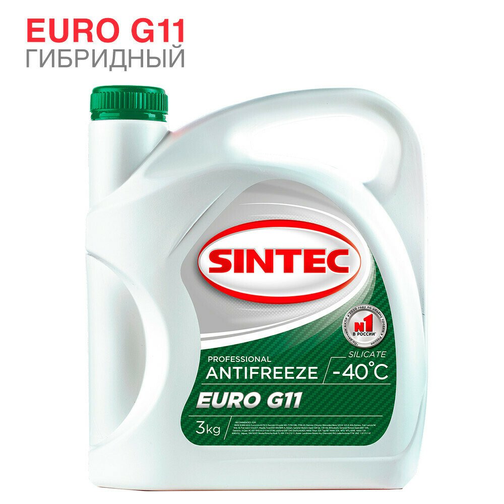 Антифриз Sintec Euro G11 green -40 3кг (К07-01)